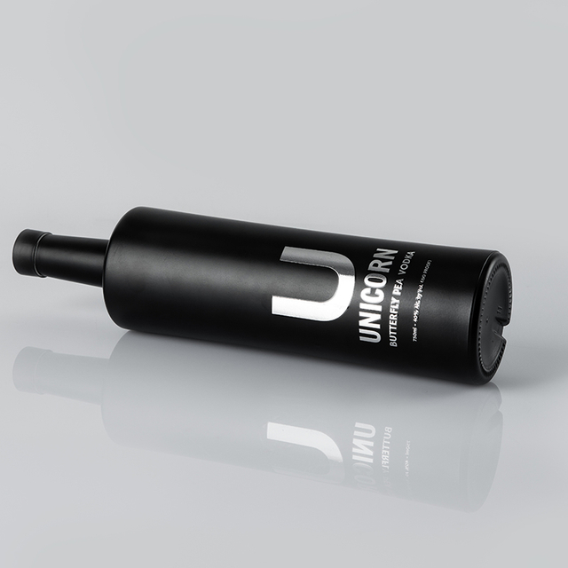75CL Black Round Glass Liquor Bottle